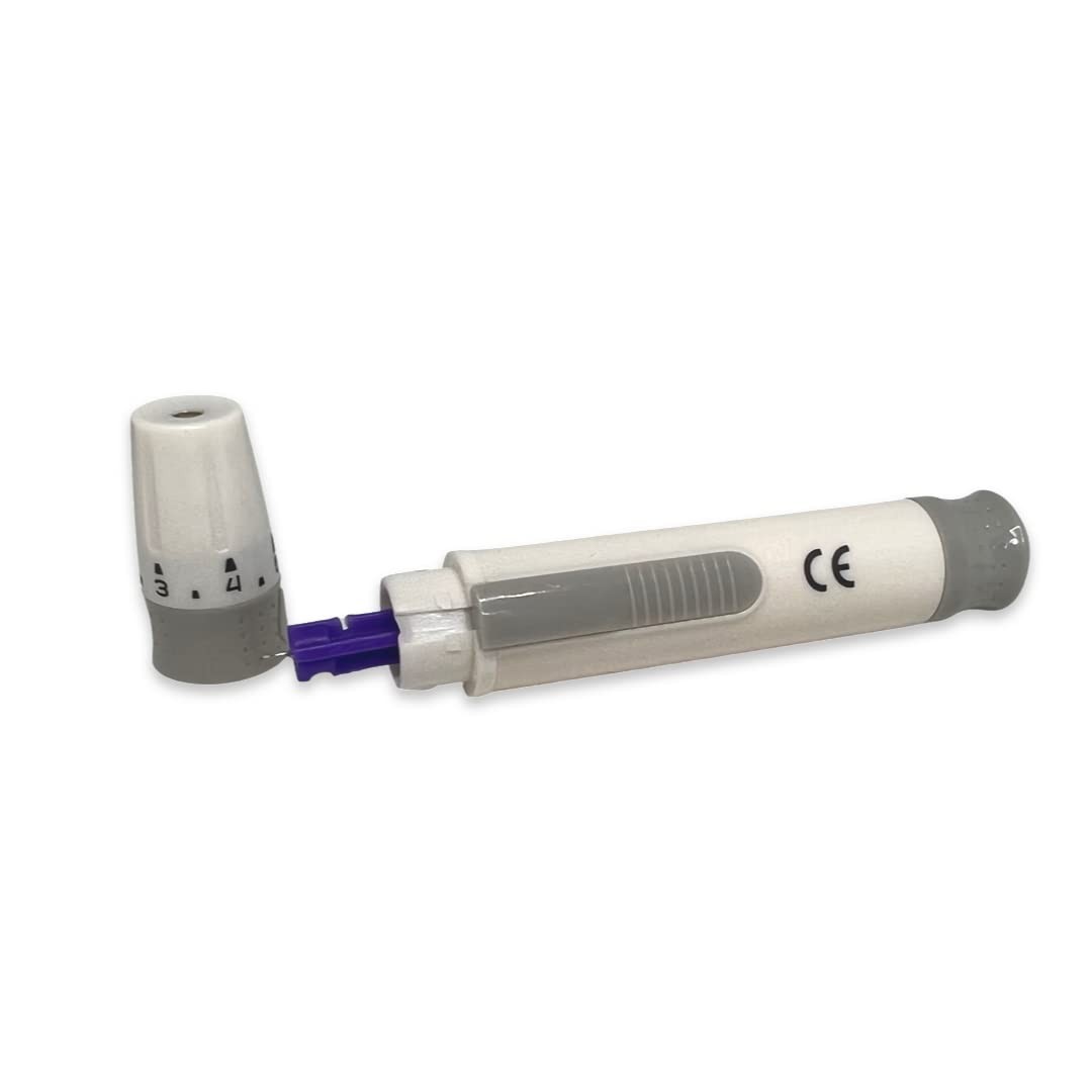 One Step Lancing Device & 100 1 x + 100 x 30g Lancets, Purple