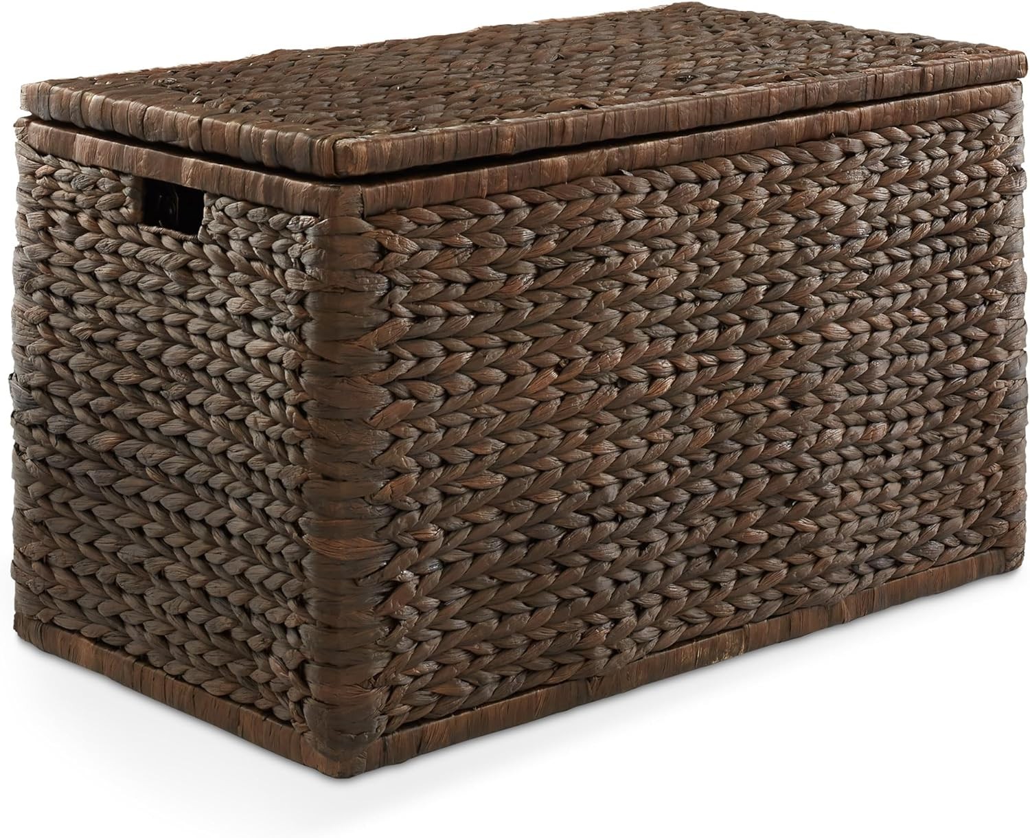 30" Storage Chest W/ Lid Handles Safety Hinge Espresso Dark Brown Hyacinth US