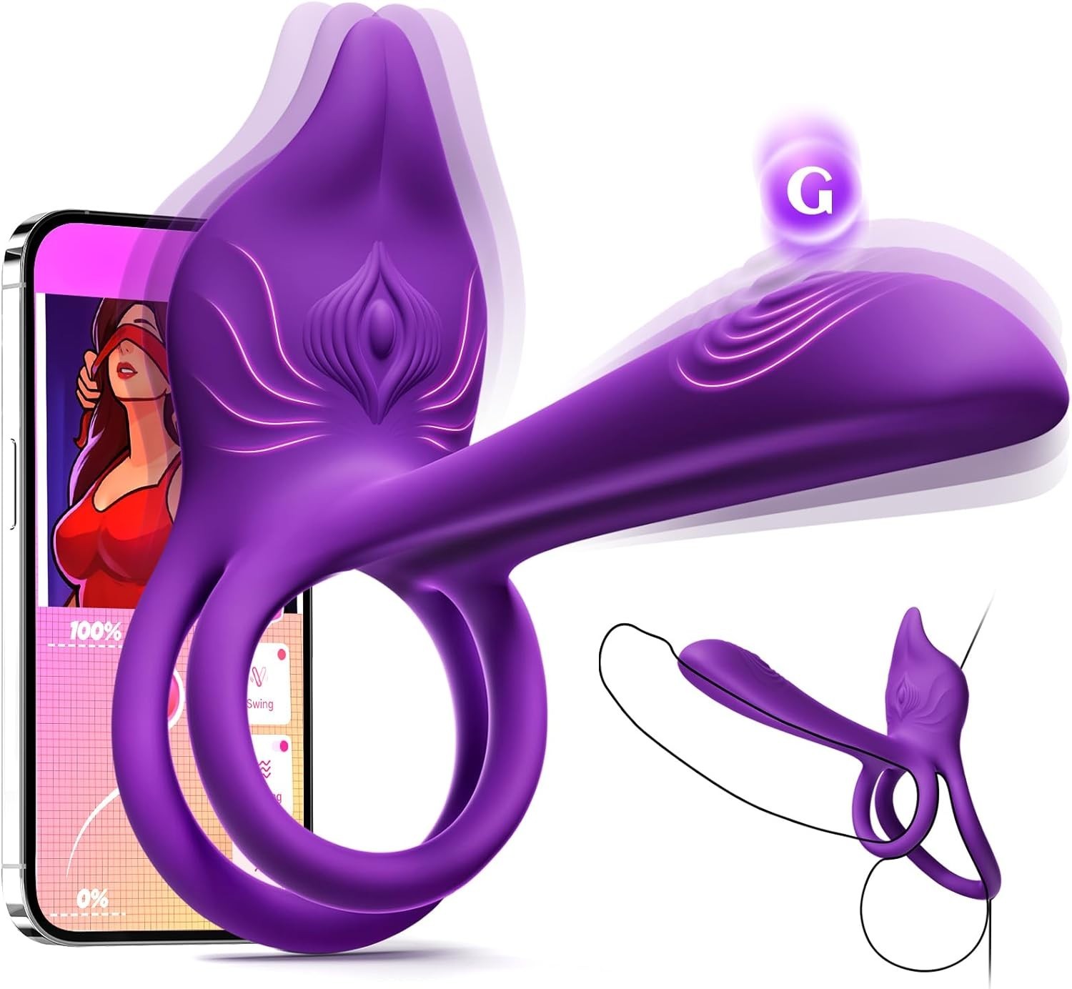 Men Penis Cock Ring Vibrator G-spot Dildo Massager Sex Toys For Women Couples