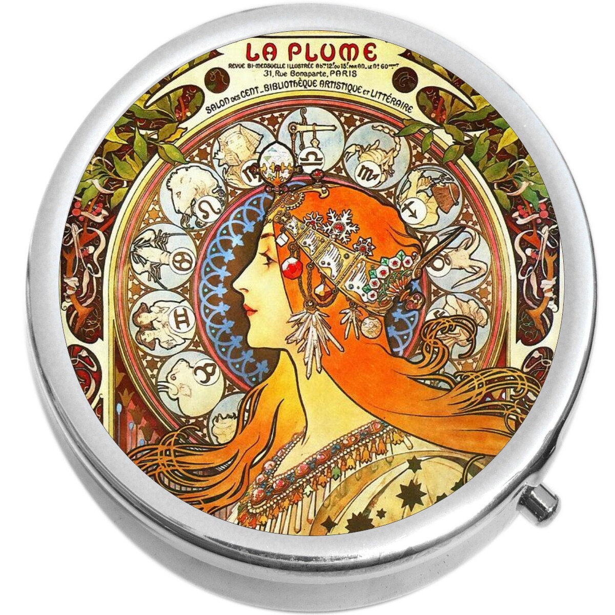 Alphonse Mucha La Plume  Medicine Vitamin Pill Box
