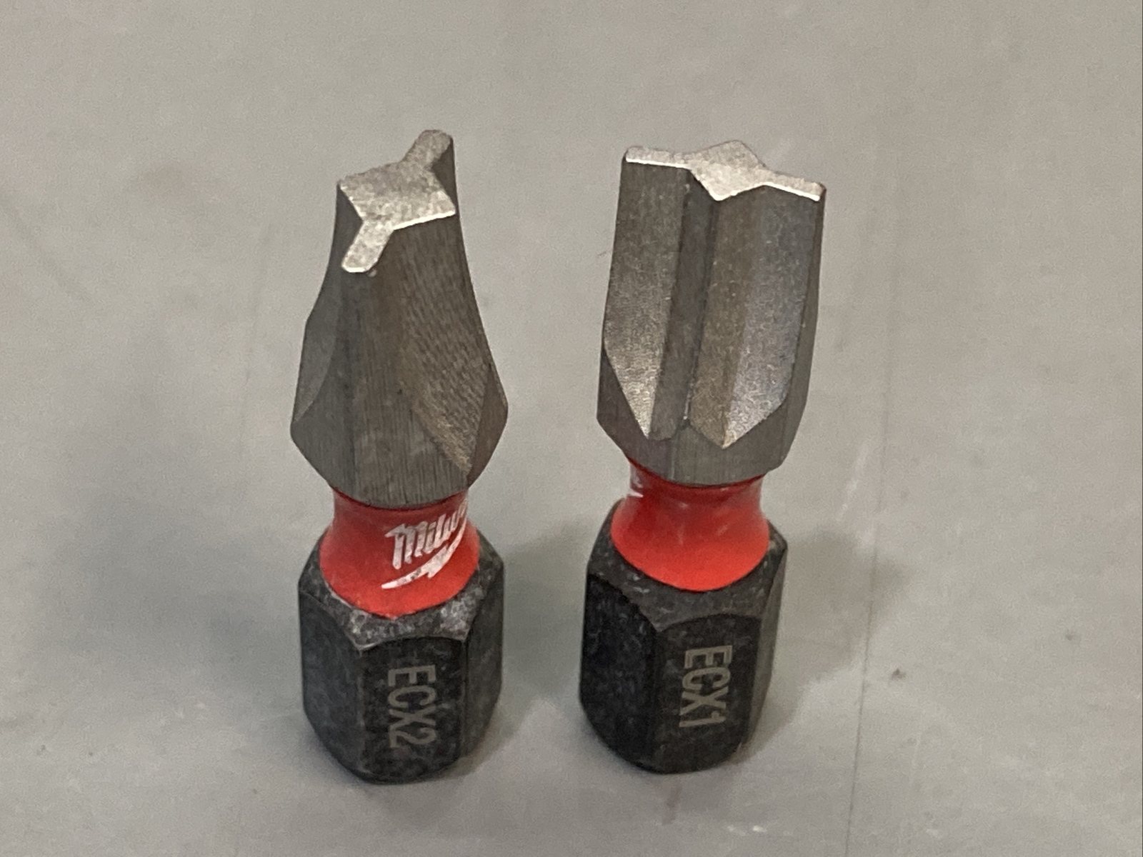 2pc Milwaukee Shockwave Impact Ecx #1 & #2 Insert Bits For Electrician Fasteners