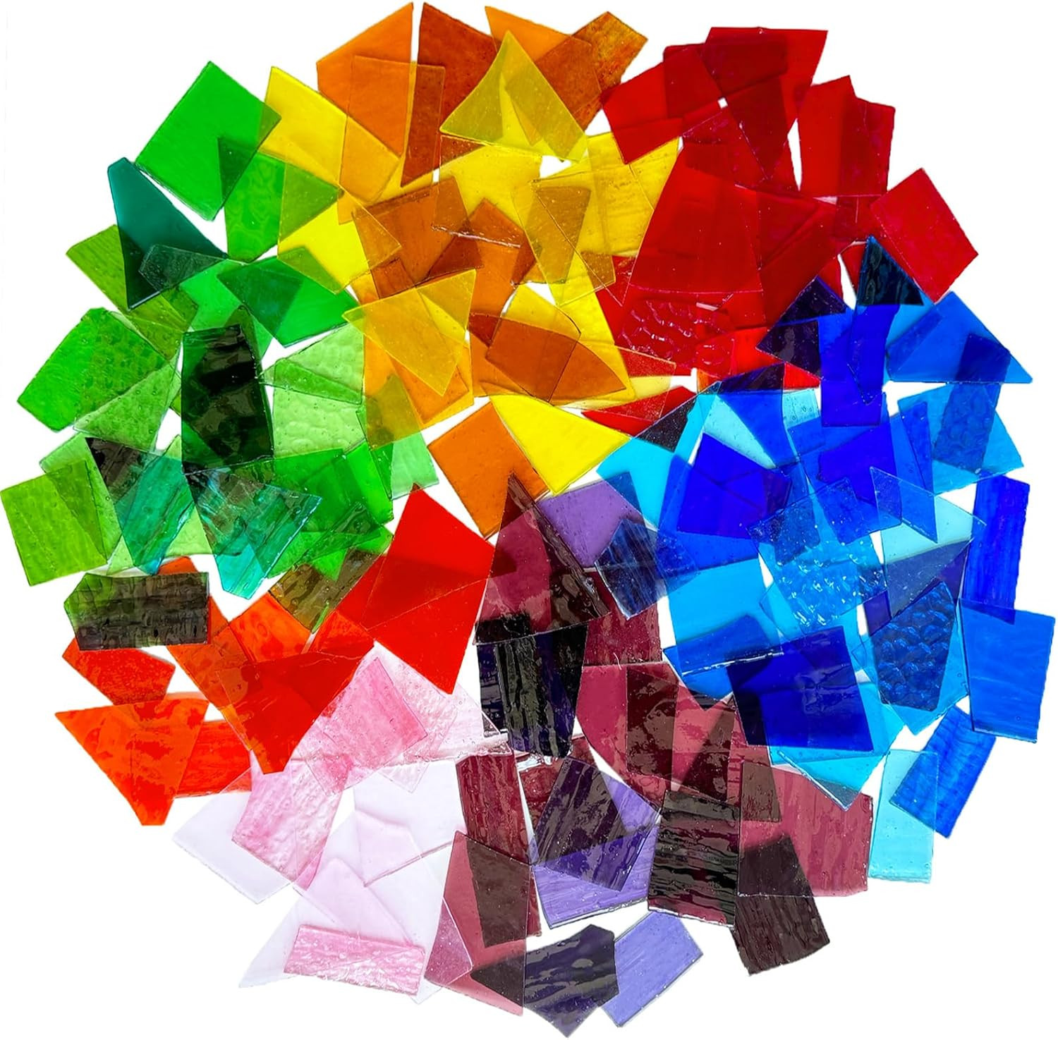 2.2Lb Colorful Transparent Stained Glass Scraps Irregular Stained Glass Sheets
