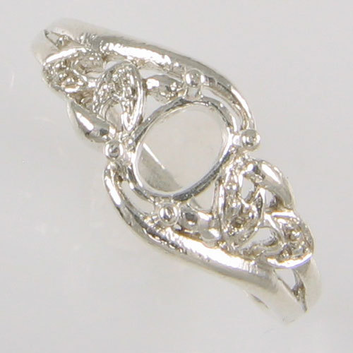 PRE-NOTCHED 6X4 OVAL DESIGNER VINTAGE SOLITAIRE RING STERLING SILVER CR5186SS