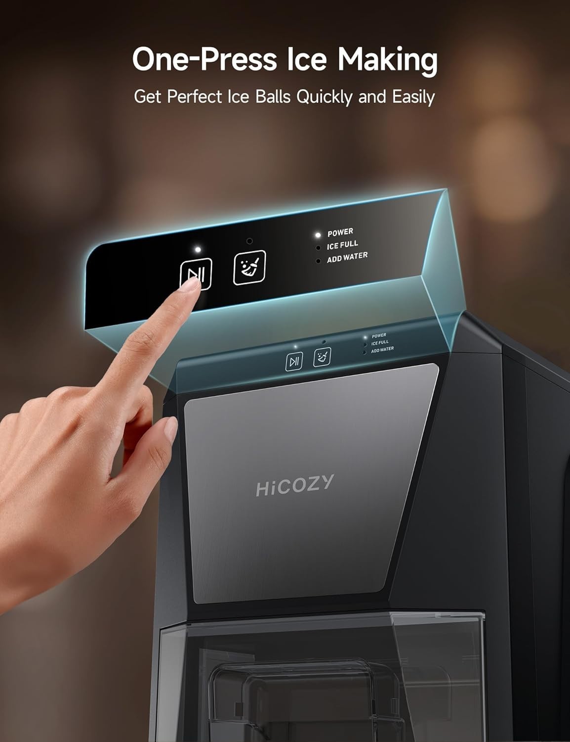 Countertop Clear Ice Ball Maker with Self-Cleaning Feature and Ice Tong