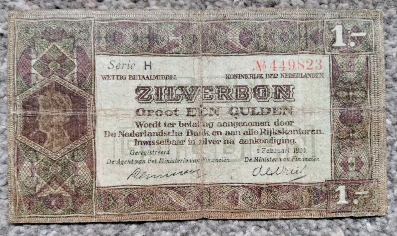 Netherlands 1 Gulden 1920 P15  aF