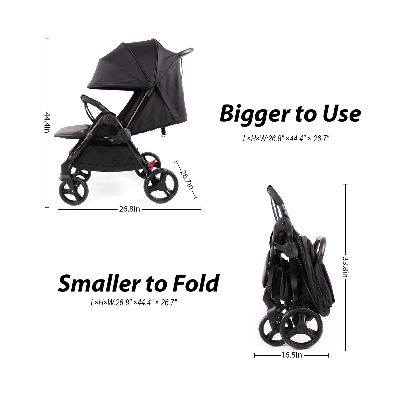 Double Stroller with Adjustable Large Canopies, Double Seats Lightweight Stro...