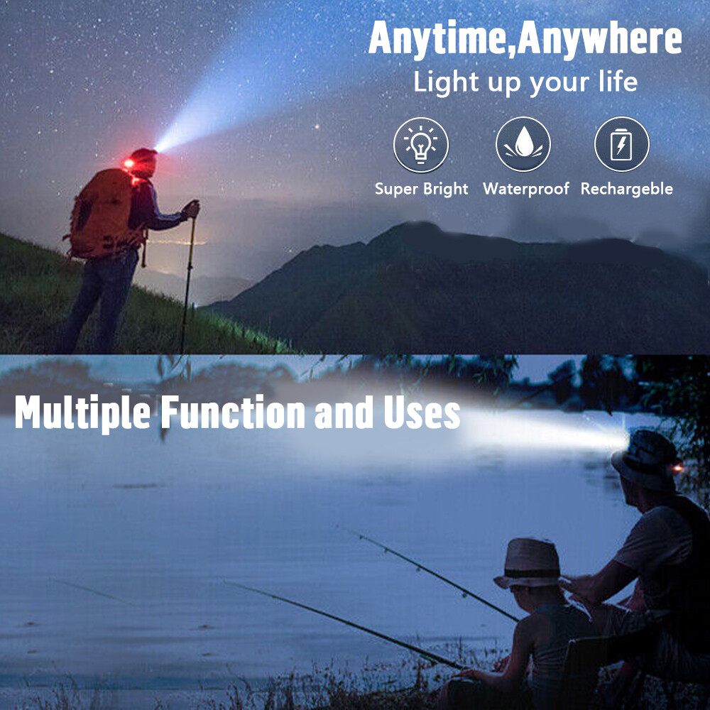 High Power 99000000LM Super Bright Headlamp LED Rechargeable Security Headlight