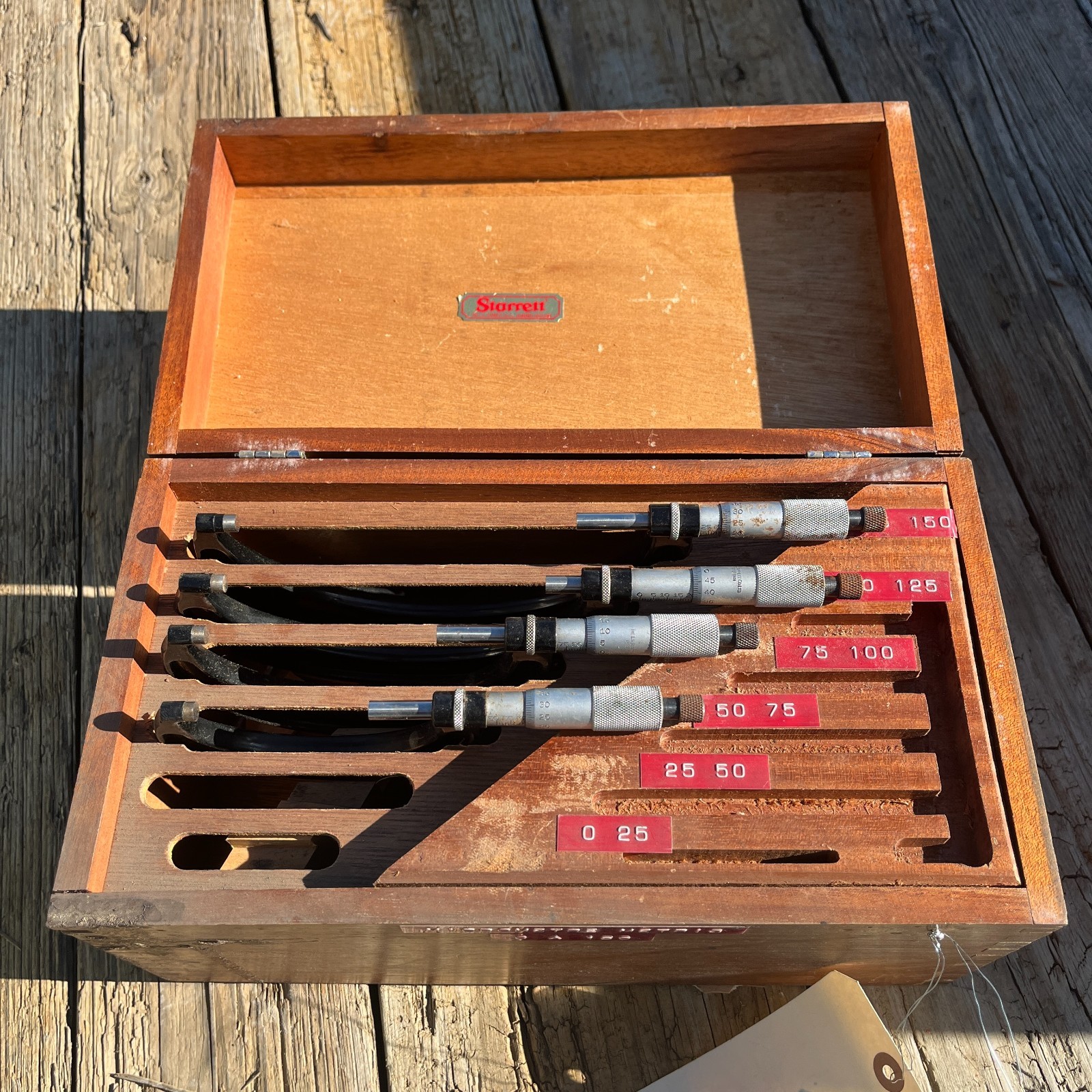 Starrett 436M Series 4 pc Outside Micrometer Set 50-150mm w/ Wood Case