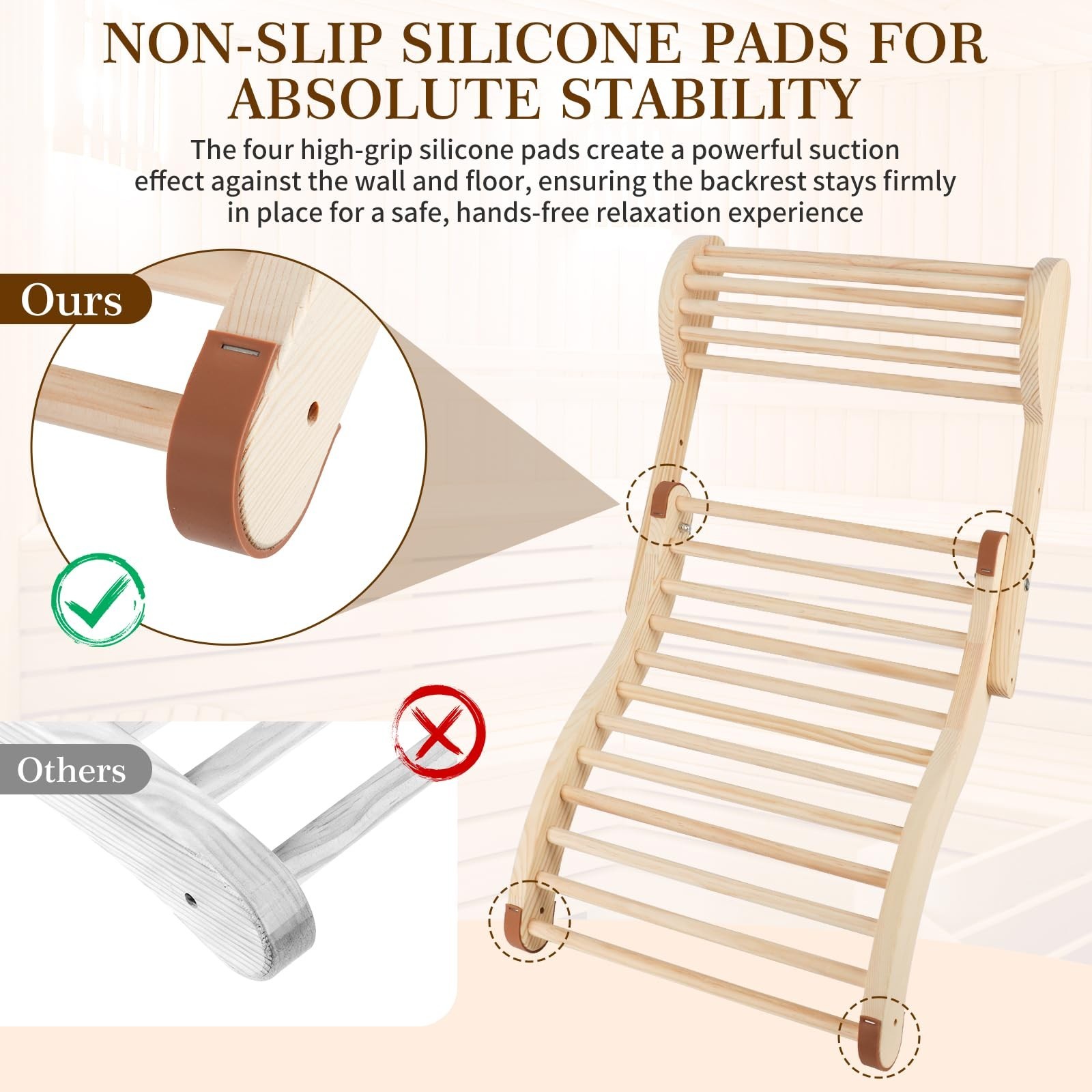 Sauna Backrest Infrared Sauna Backrest Accessories with Adjustable Pillow Woo...