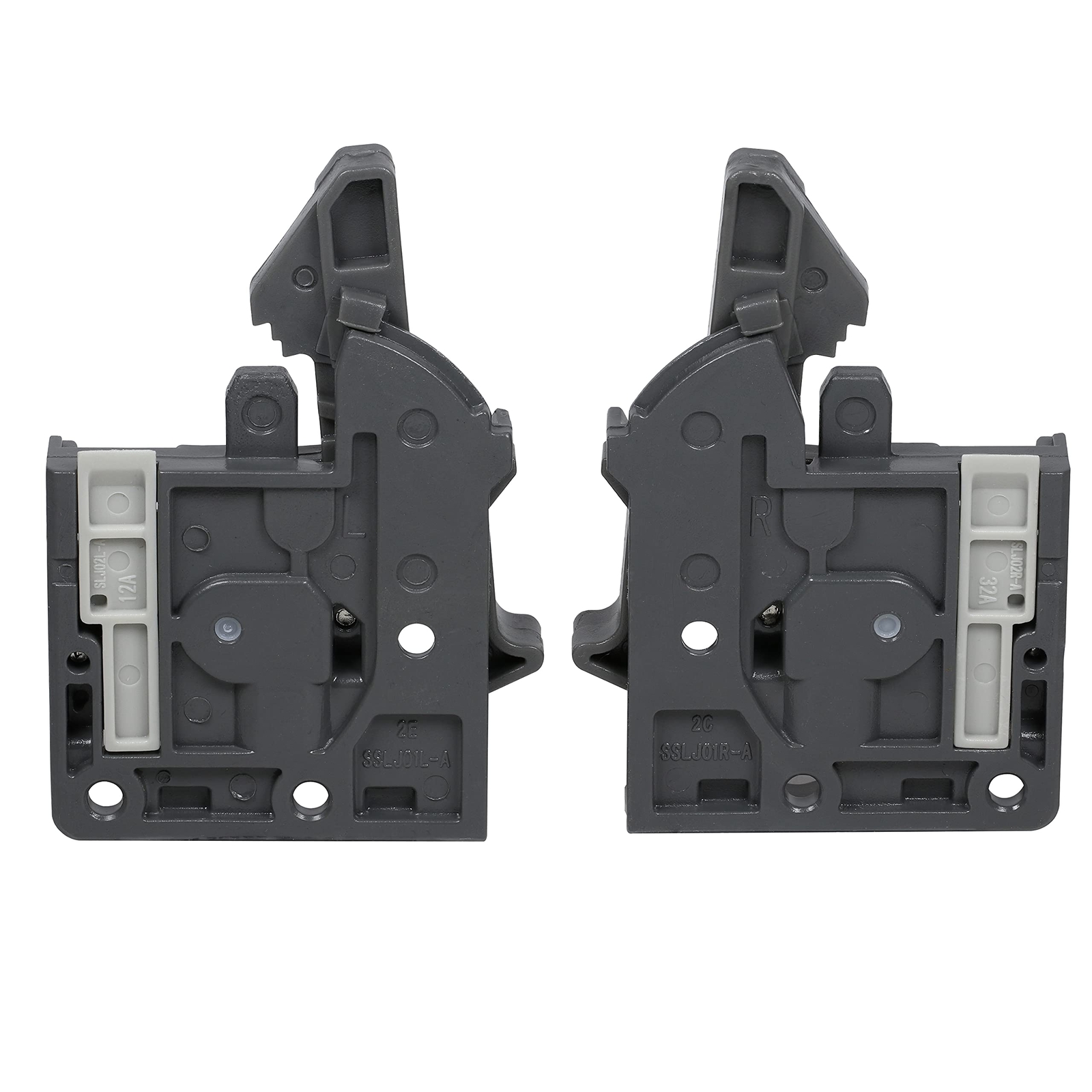 Pair Of Undermount Drawer Slide Plastic Front Locking Device Grey With Screws In