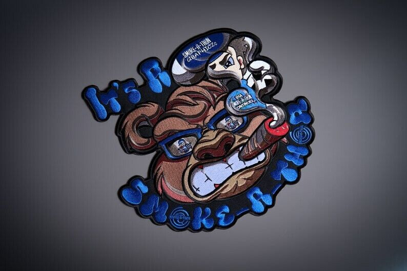 SMOKING BEAR large back patch for custom biker vest