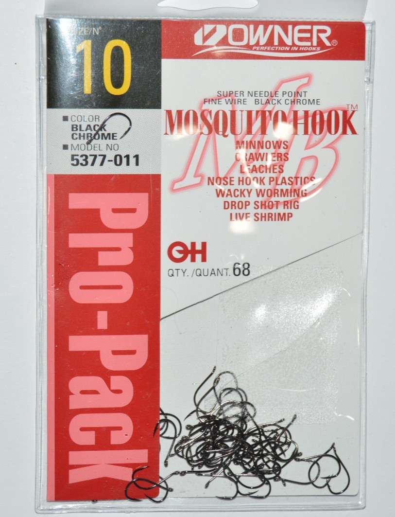 owner drop shot wacky minnow mosquito nose hook 5377-011 size 10 pro-pack