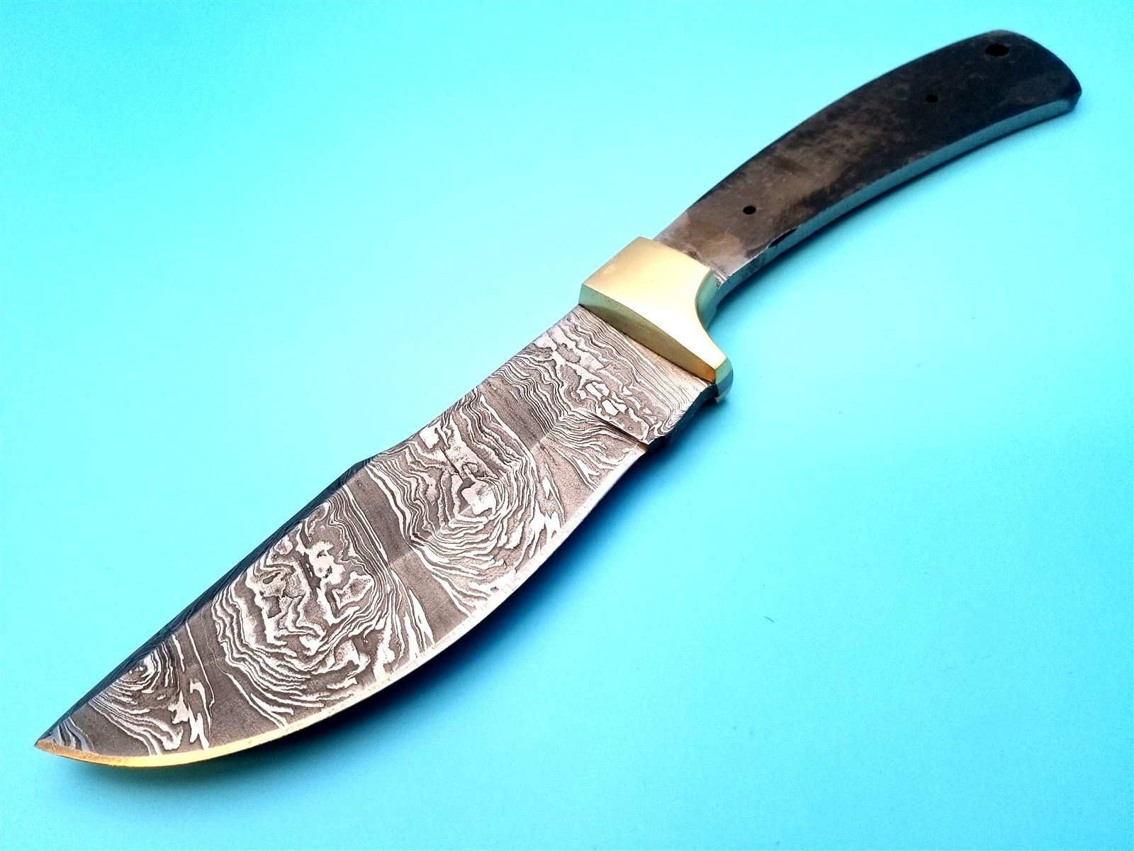 Fixed Blade Knife Blank Full Tang Damascus Steel Skinner Full Tang brass Making