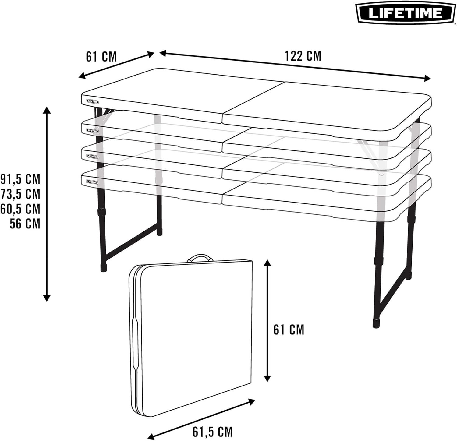 Lightweight 4-Foot Foldable Table with Adjustable Height for Contemporary Living