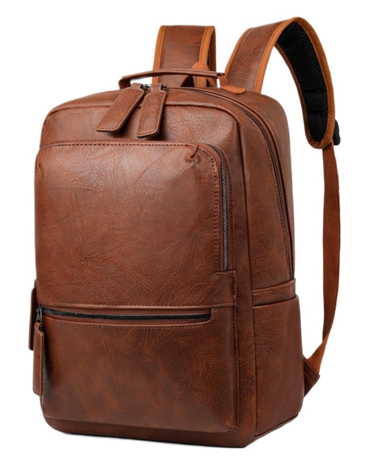Unisex PU Leather Laptop Backpack, Business Bag for Work, School, Hiking