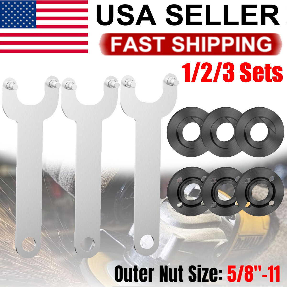 Grinder Flange Angle Wrench Metal Lock Nut for Dewalt Makita Milwaukee 5/8"-11