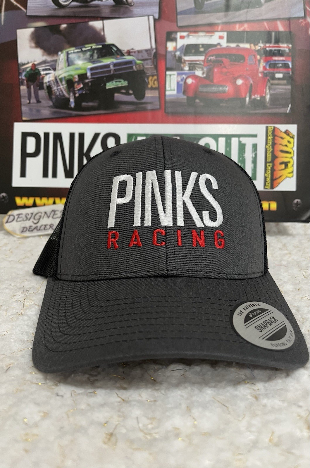 PINKS Racing Snapback Hat Charcoal & Black New