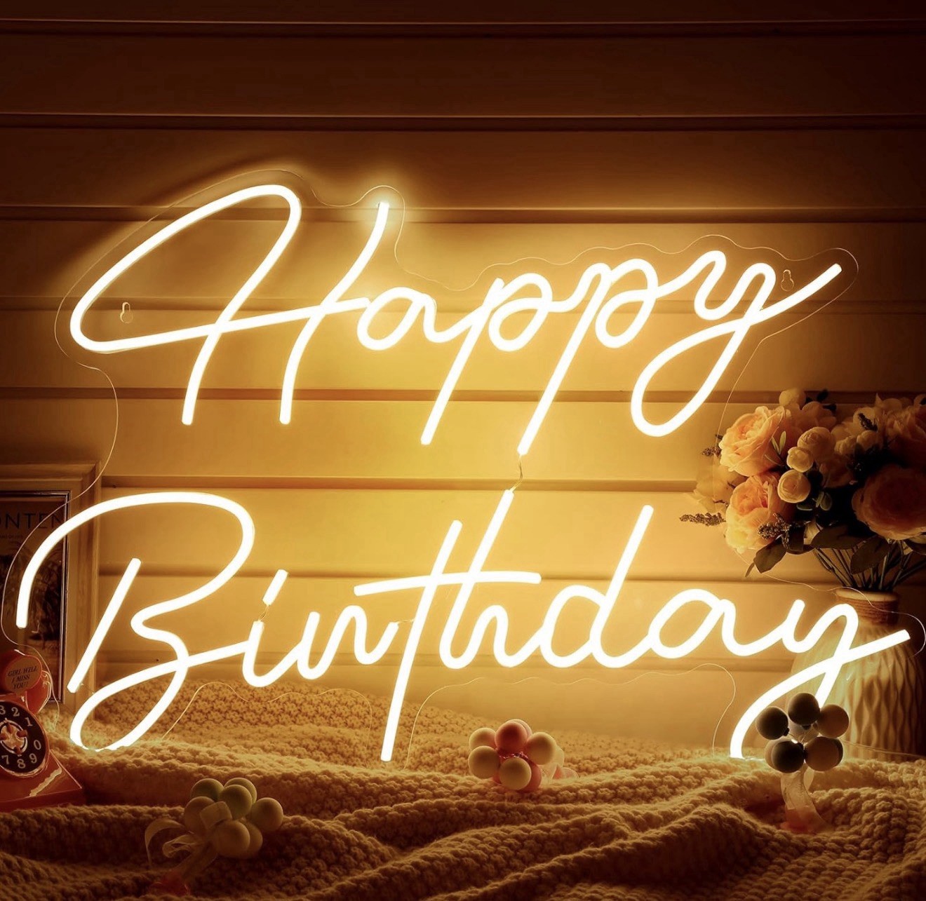 Tujoe 30 X 21 Happy Birthday Neon Sign Large Happy Birthday Led Neon Light