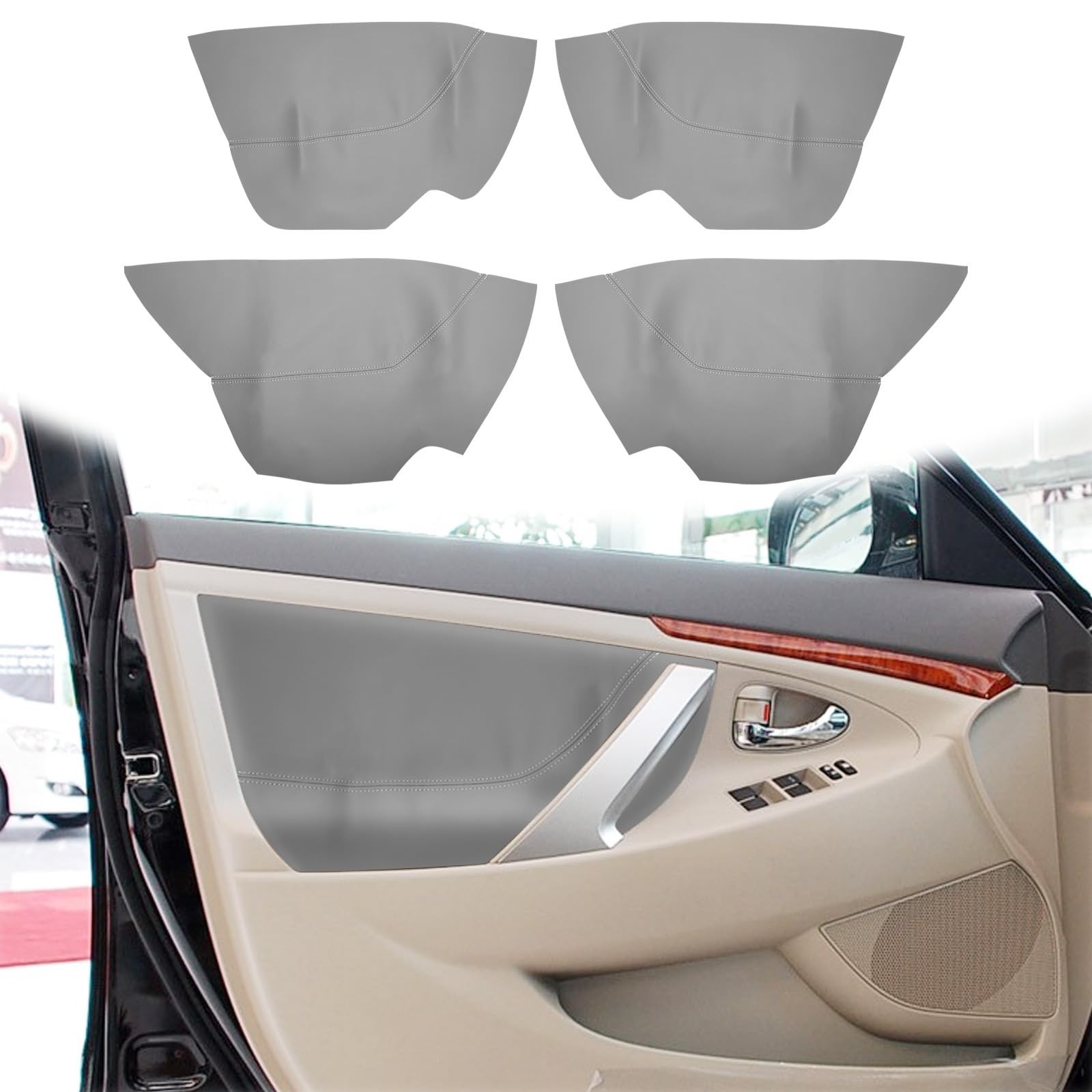 QianBao 4PCS Door Panel Leather Cover Replacement for Toyota Camry 2006-2012,...