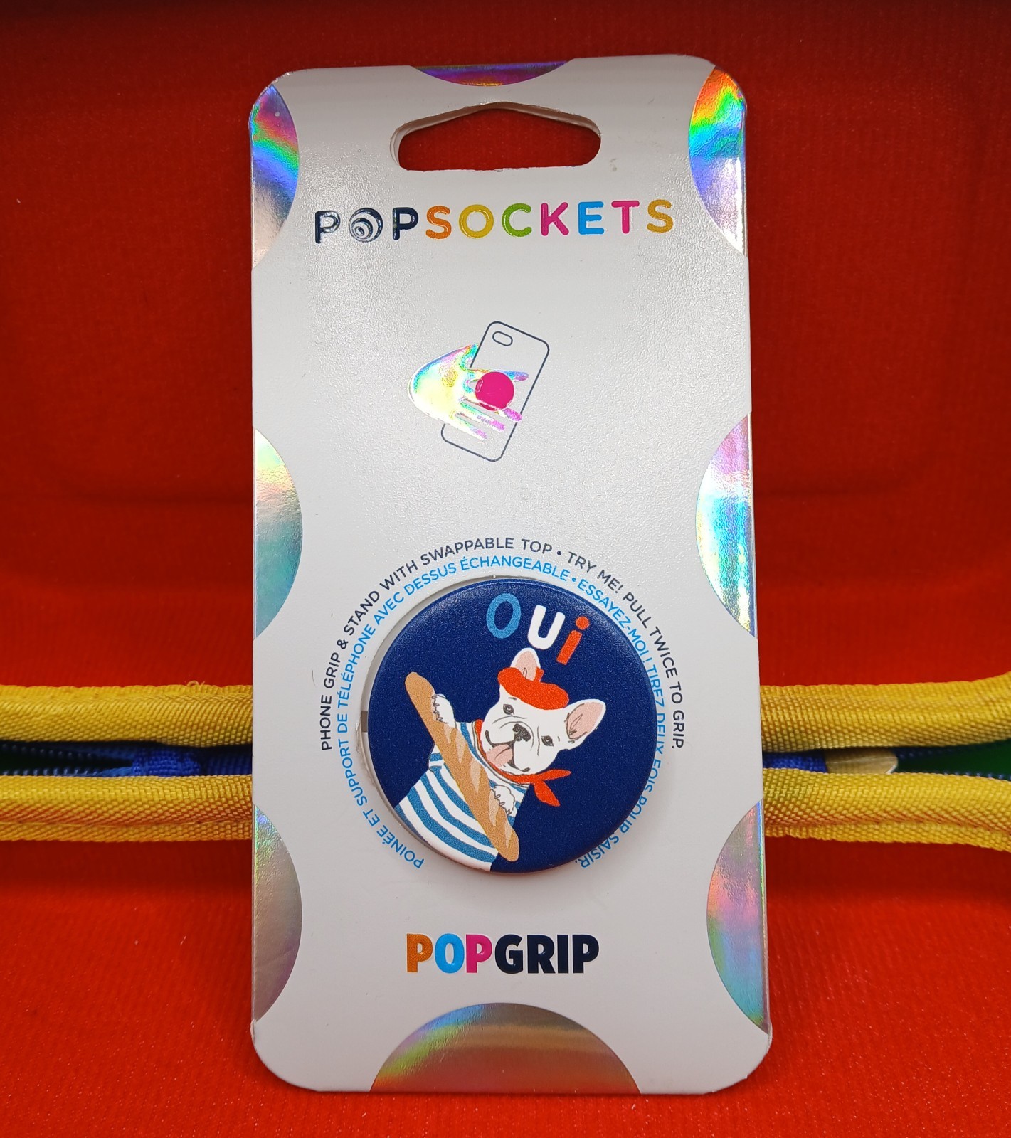 Authentic Popsockets Frenchie Swappable Top Phone Holder Grip Stand Pop Socket