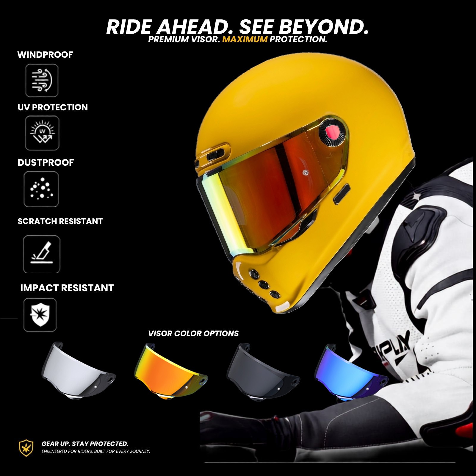 Anti-Scratch Aurora Helmet Visor UV Shield For HJC HJ41 V10 Daytime Use Series