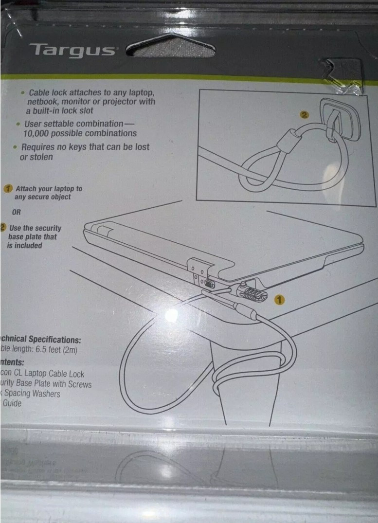 NEW Sealed Targus Defcon CL Laptop Computer Security Cable Lock Combination