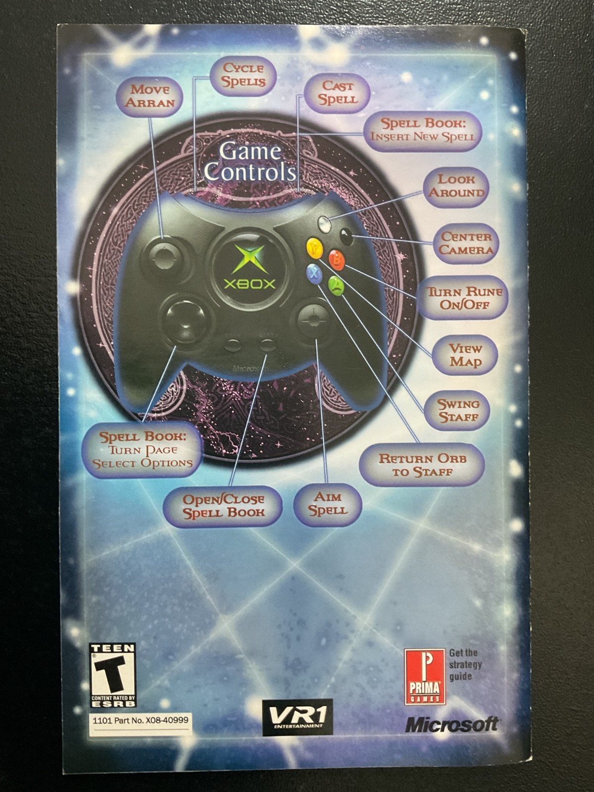 Nightcaster Microsoft Original XBOX Instruction Manual Only