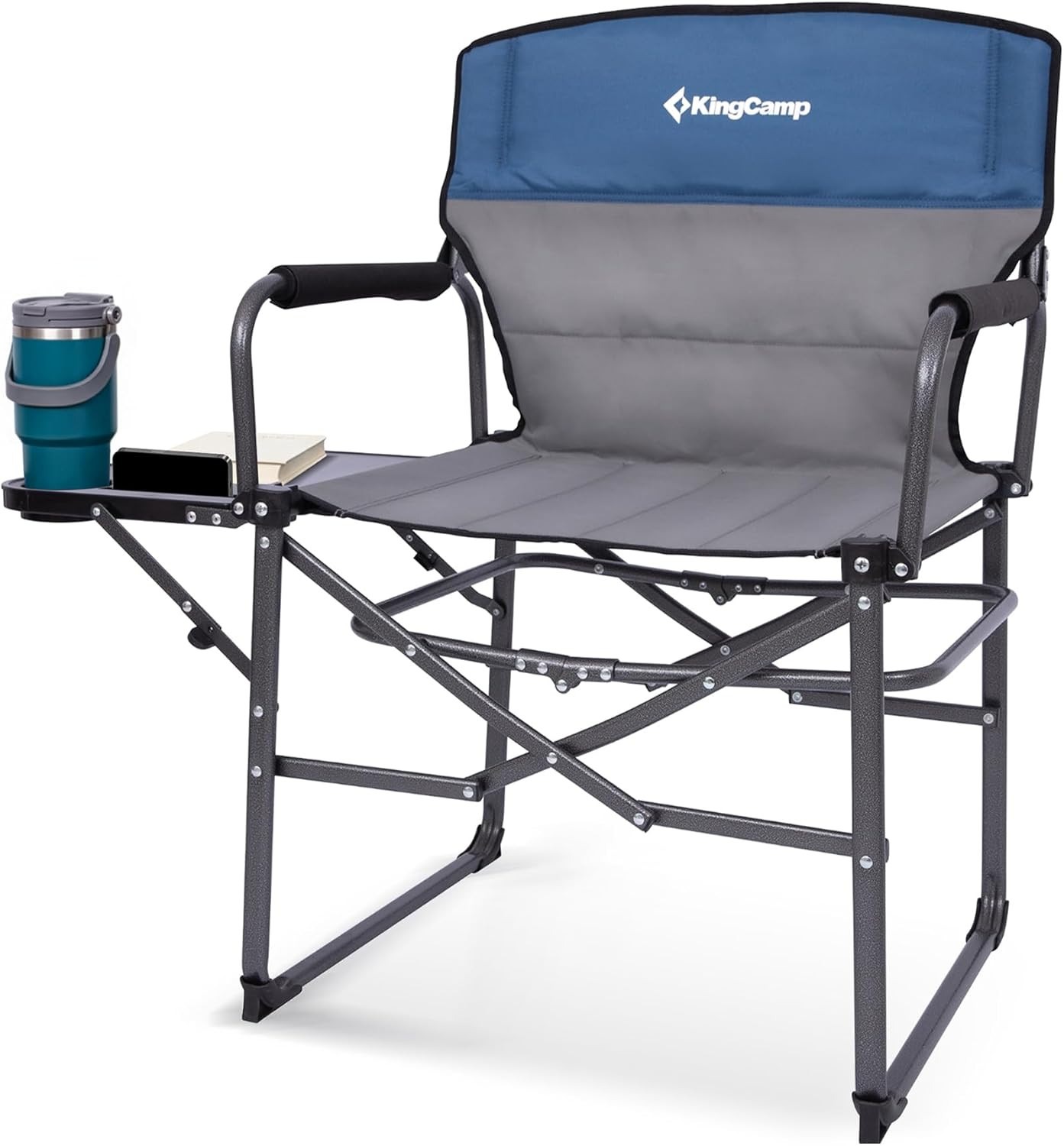 Oversized Camping Directors Chair with Side Table, Compact Design Heavy Duty 440