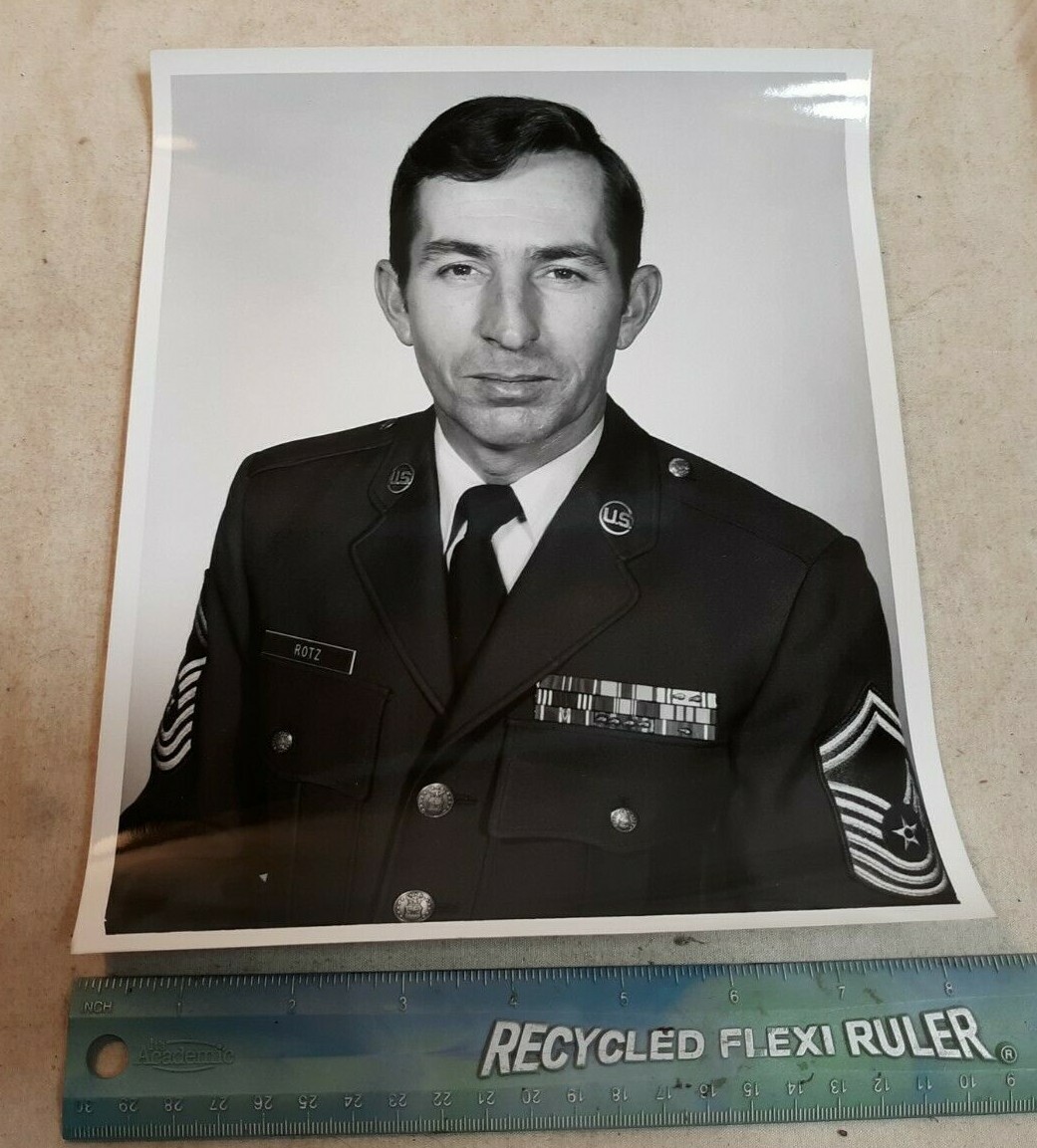 1980's US AIR FORCE 8" x 10" Officer ROTZ Black & White Photo Sitting Portrait