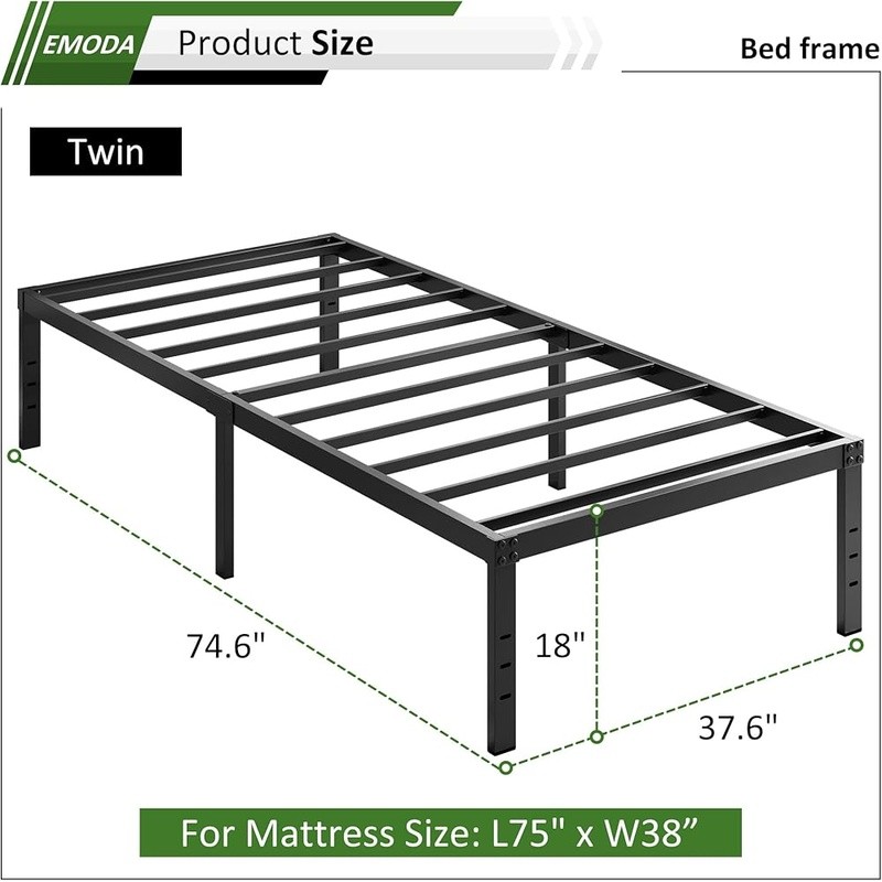 Sturdy Twin Metal Bed Frame W/ Under Bed Storage Easy Assembly Noise Free New
