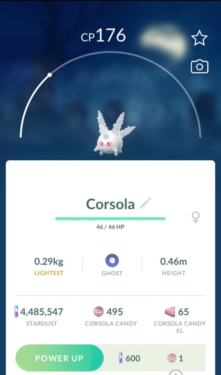 Galarian Corsola With Sunglasses XXL/XXS Pokémon Go - Instant Trading