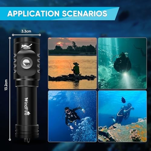 Dive Light Scuba Diving Flashlight Bright Underwater Flashlight | 3 Black-TS08