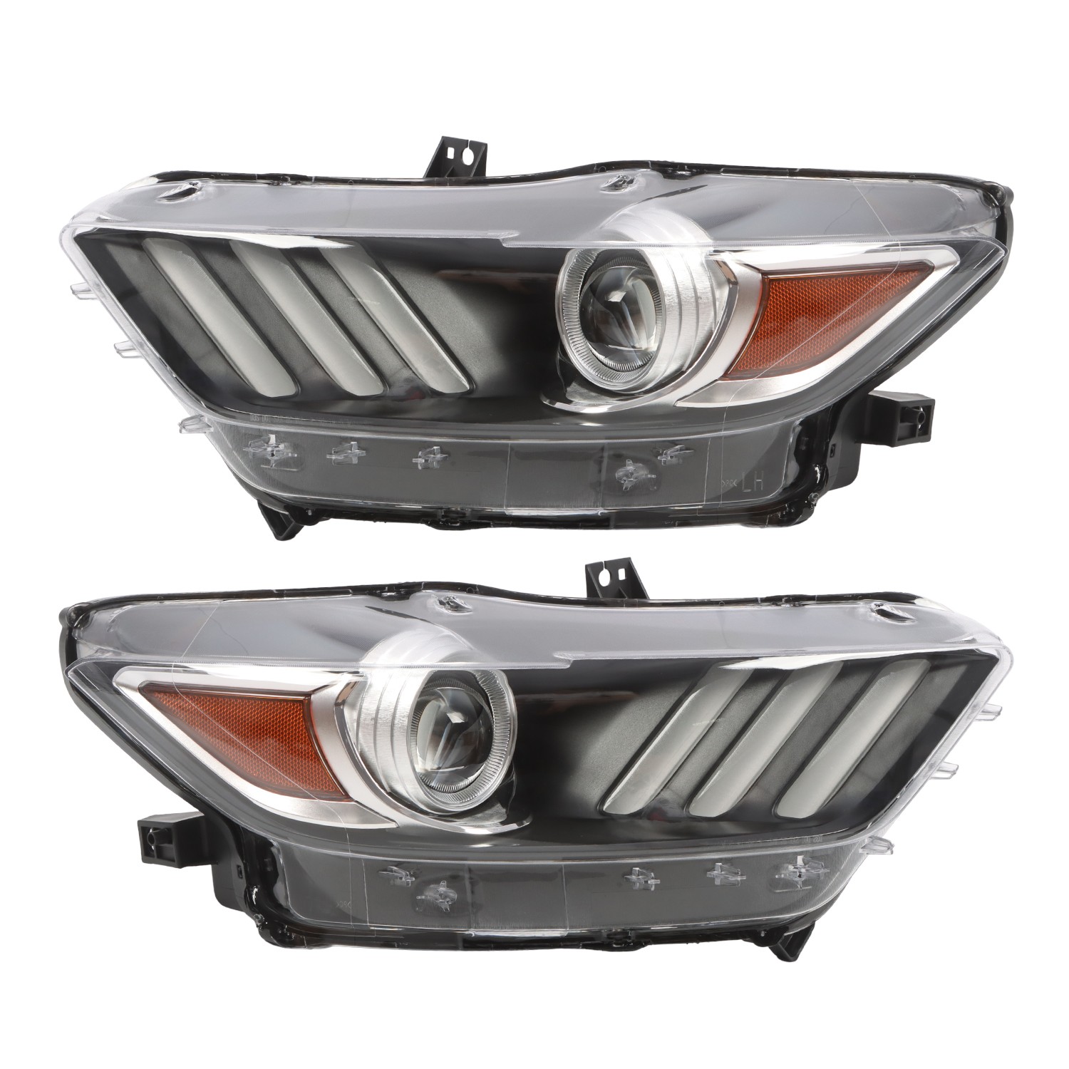 Left+Right Headlights Assembly Pair For Ford Mustang 2015 2016 2017 Clear Lens
