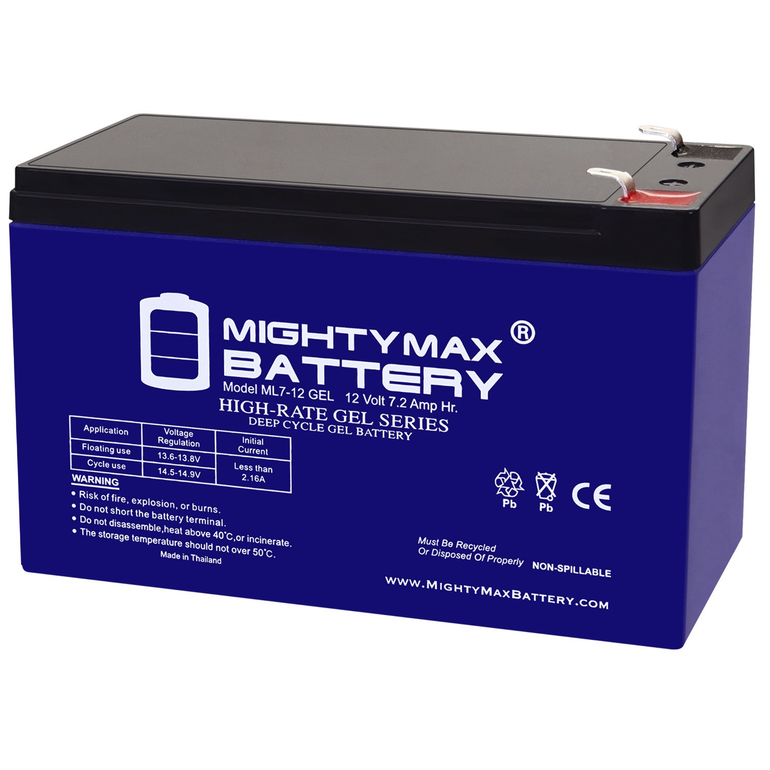 Mighty Max 12V 7AH GEL F1 Battery Compatible with Epcom Power Line PL7-12