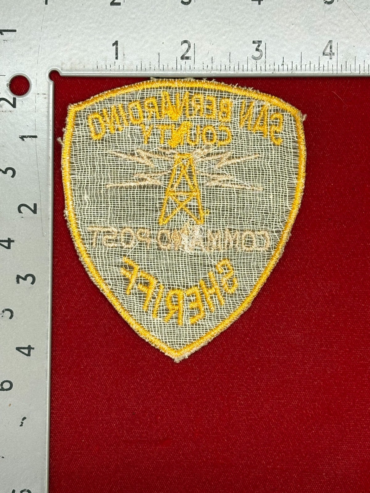 VTG 1st ISSUE "SAN BERNARDINO CO CAASHERIFF COMMAND POST" SEW-ON SHOULDER PATCH