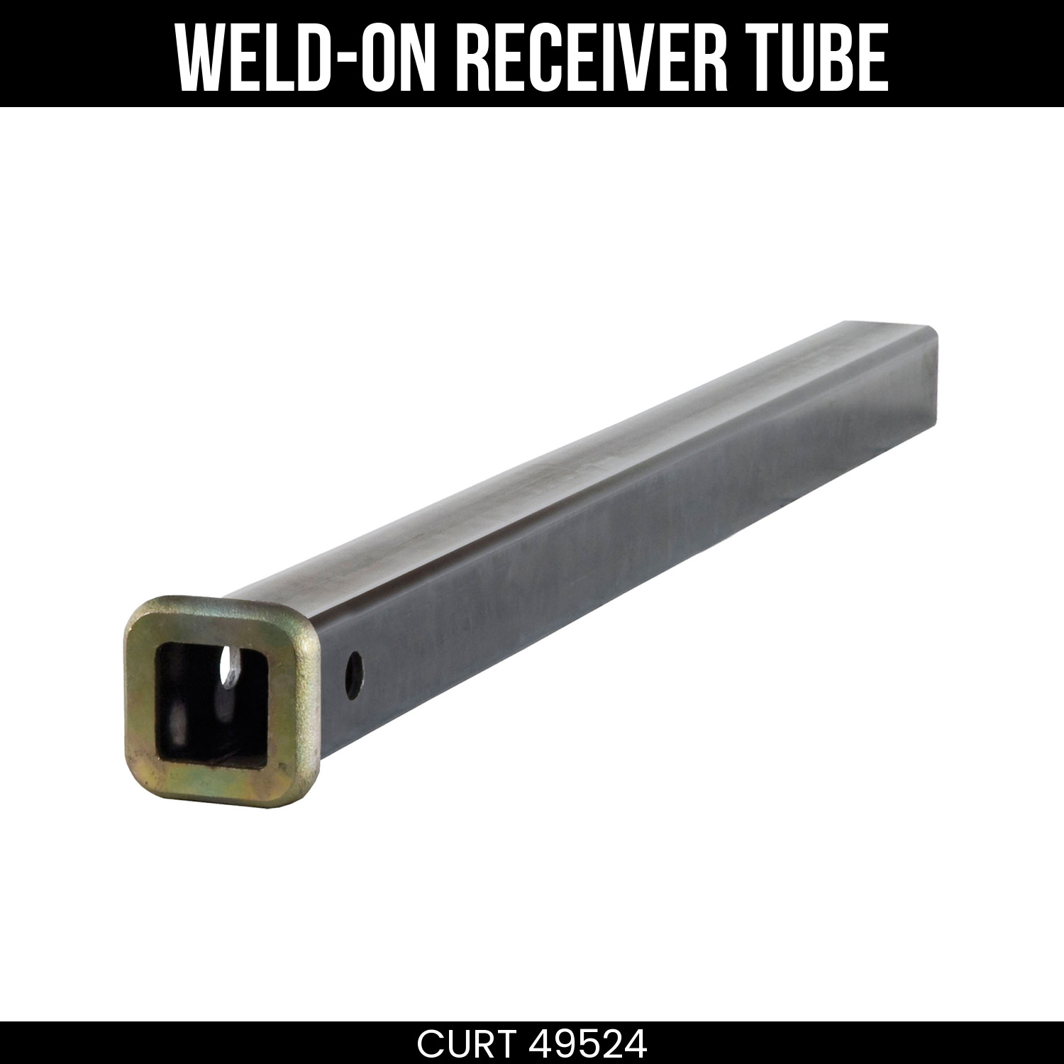 CURT Weld-On Receiver Tube, 1-1/4x24 Inch, Raw Steel, Hitch Fabrication, 49524