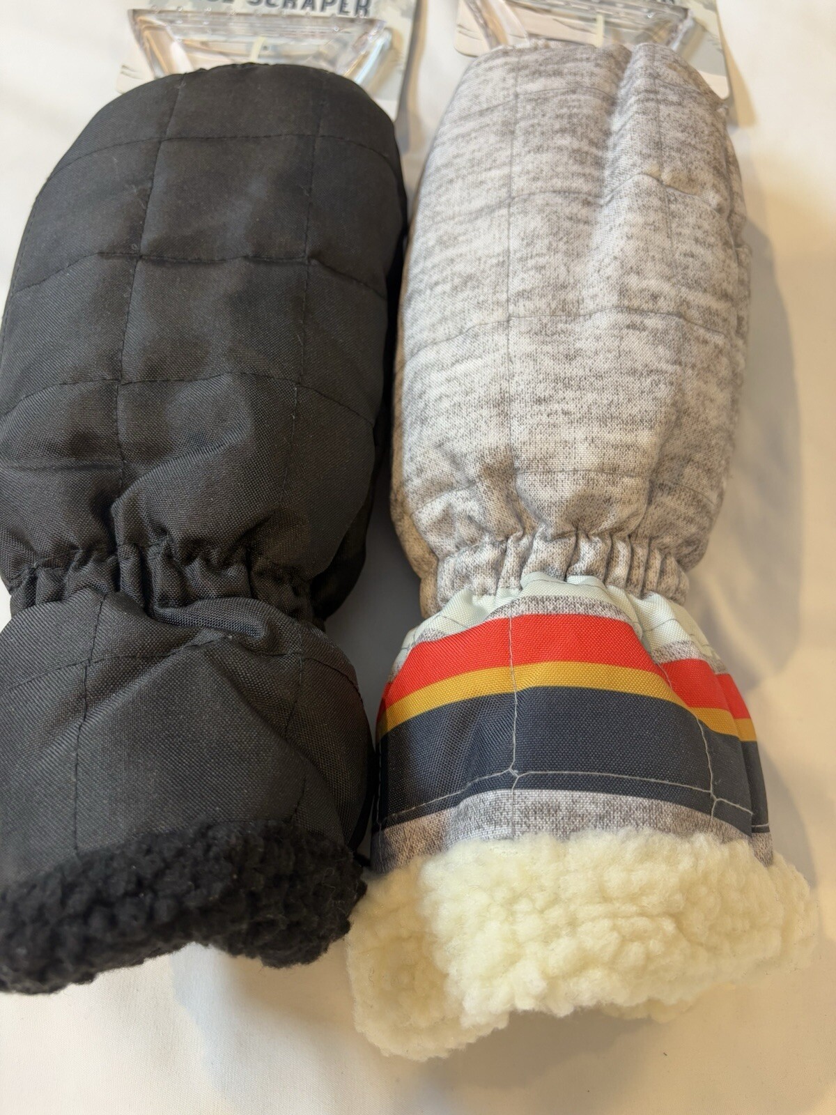 Ice Scraper De-Icer Tool 2 Pack with Waterproof Glove Lined Thick Fleece