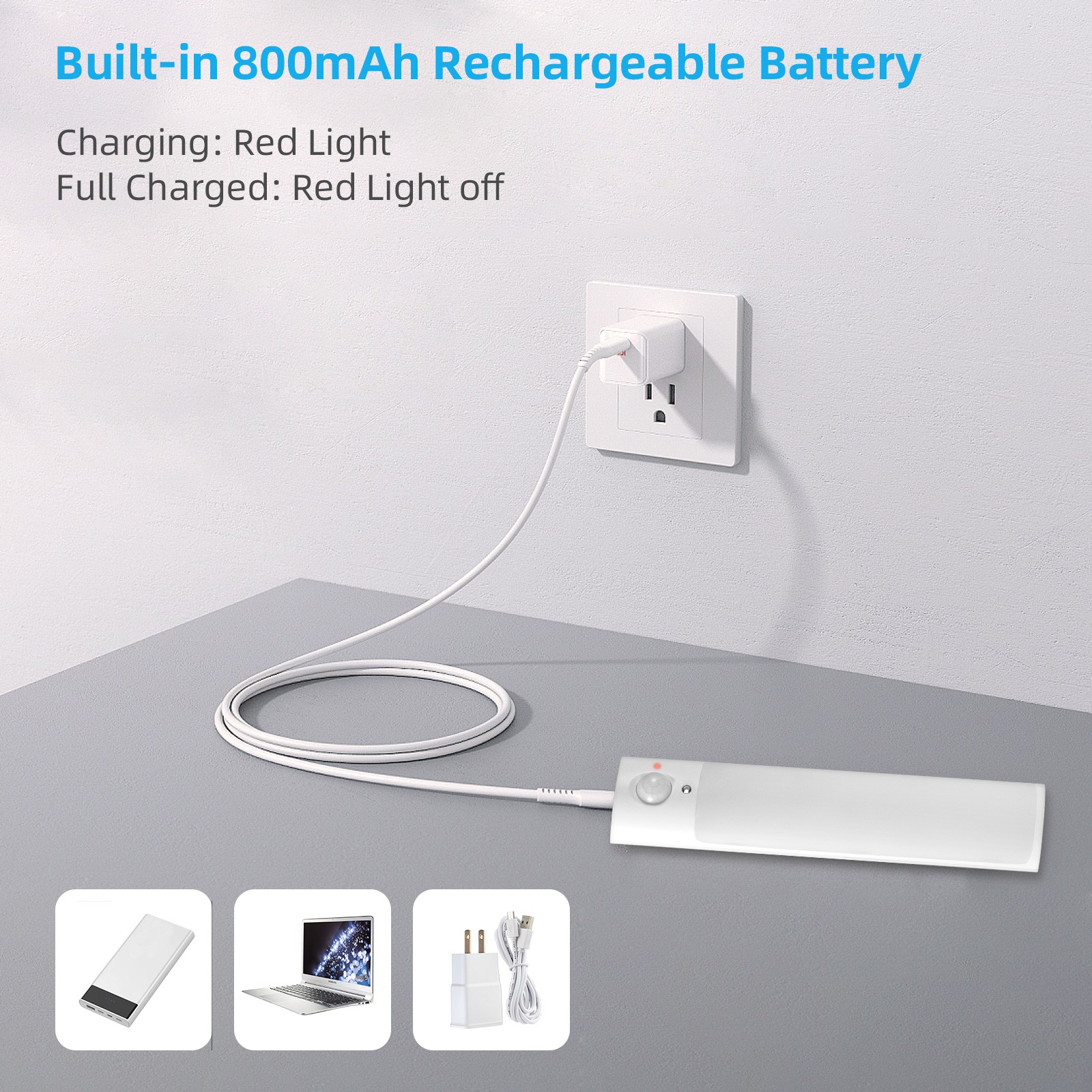 Dual Pack PIR Trigger Magnetic USB LED Light For RV Kitchen Storage Lighting
