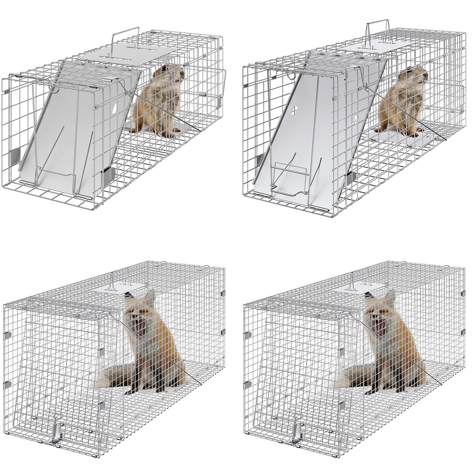Live Animal Cage Trap 24x8x8/31x10x12/42x16x18/50 x20x26 in
