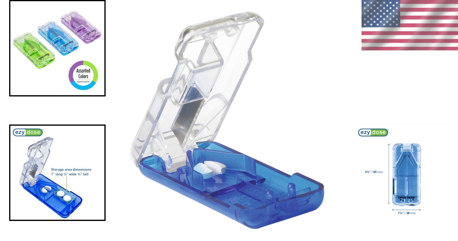 Ergonomic Pill Splitter with Built-in Storage for Tablets & Vitamins – BPA-Free