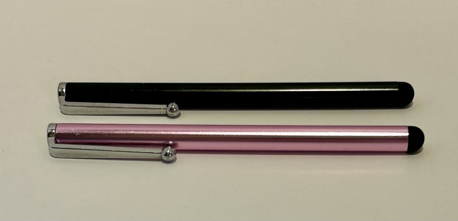 Set Of 2 Universal Capacitive Stylus Pens Black and Pink for Touchscreen