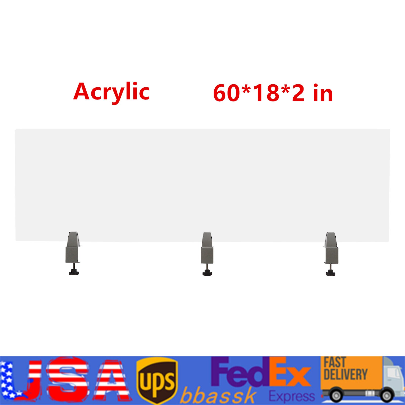 Translucent Desk Divider Office Partition Acrylic Desktop Privacy Panel 60*18*2"