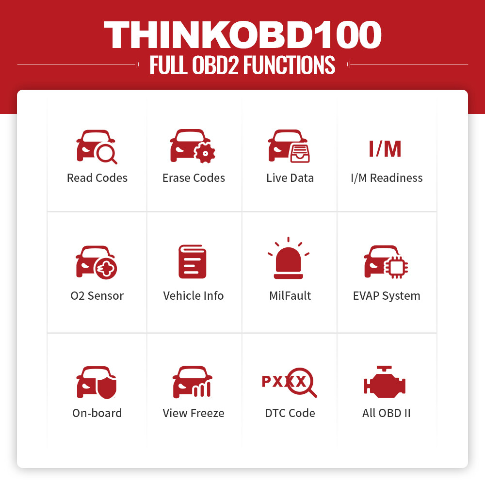 ThinkOBD 100 Auto Diagnostic Vehicle Fault Engine Code Reader OBD2 Scanner Tool