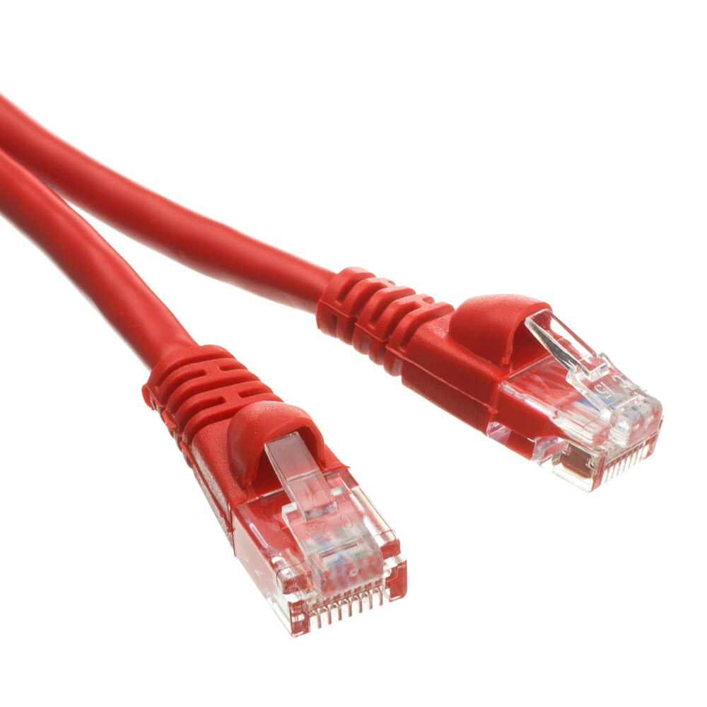 Pack of 5 Cables Snagless 6 Foot Cat5e Red Network Ethernet Patch Cable