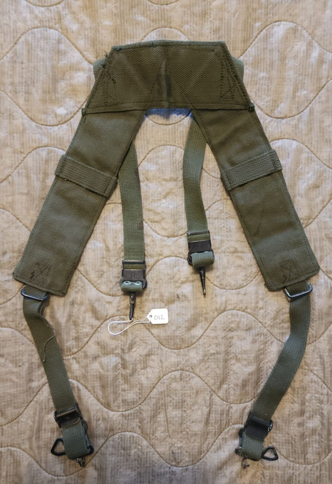 U.S. Military Issue Vietnam Era H Suspenders Canvas Regular Dated 1969