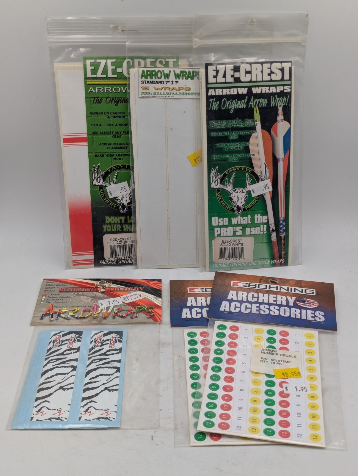 Lot Arrow Wraps Eze Crest Bohning Number Decals 7" 4" New Misc Lot of 6 Packs