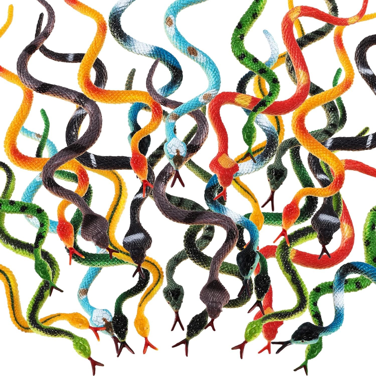 Blulu 12 Pcs Small Plastic Snakes Realistic Rubber Fake Snake 4 Inch Assorted Co