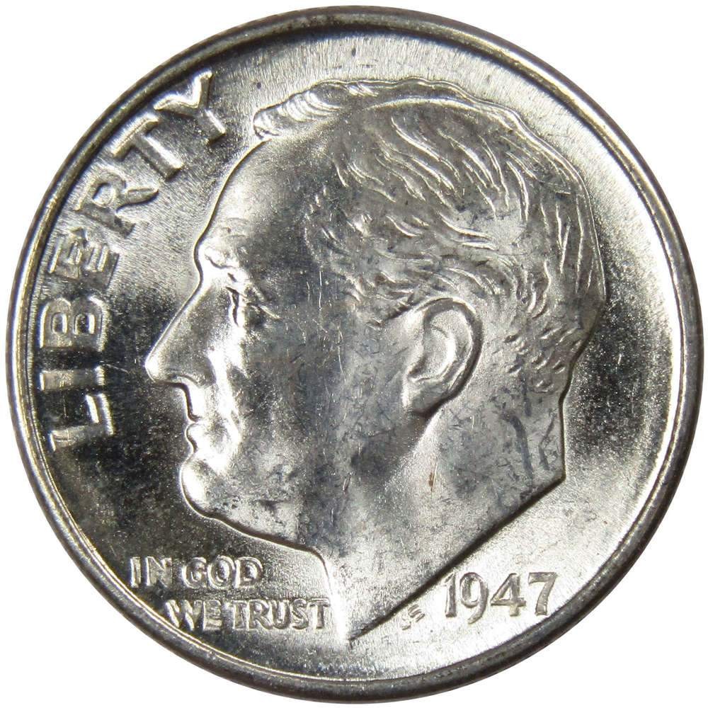 1947 D Roosevelt Silver Dime Uncirculated Mint State 10c Coin