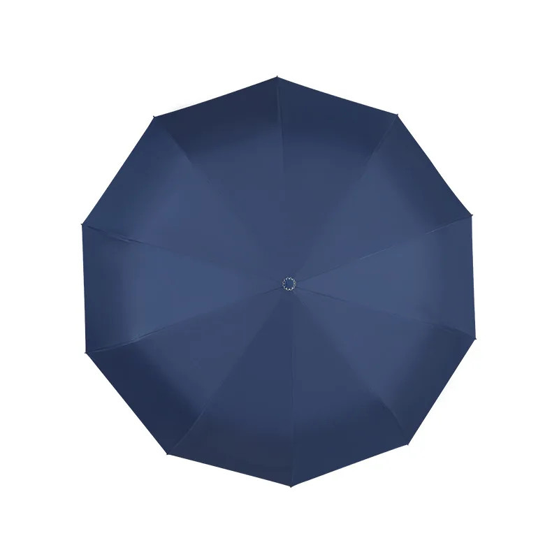 10 bone fully automatic three fold umbrella, rotatable LED flashlight, business