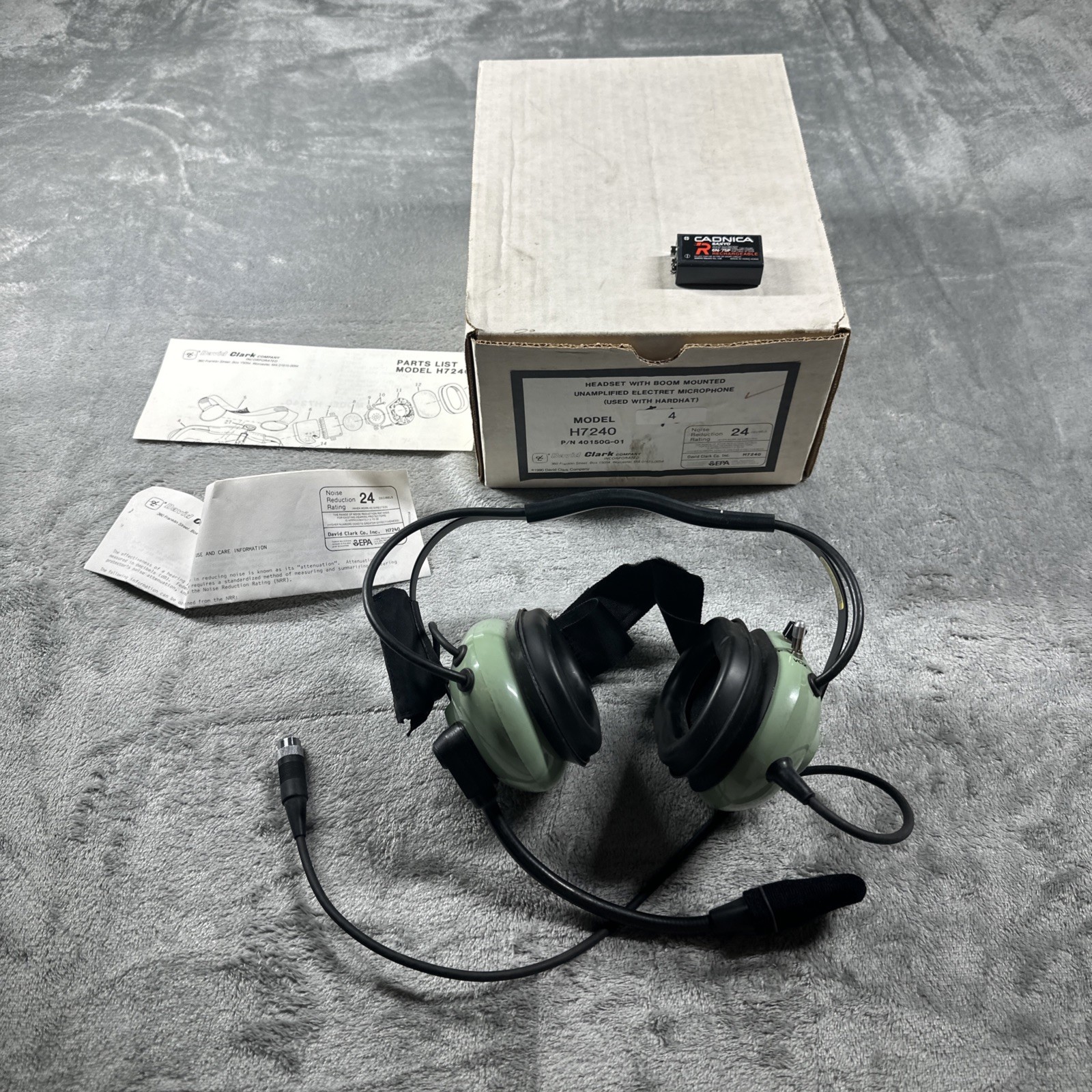 David Clark Model H7240 Vox Headset w/Boom Mounted M-77 Electret Microphone